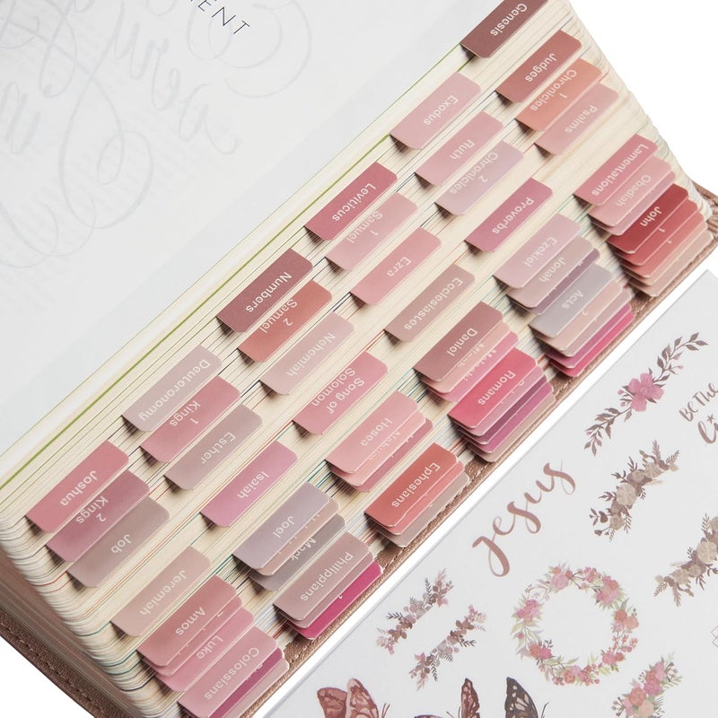 Believe - Bible Tabs, Rosey Edition with Stickers Included, Laminated Bible Tabs for Women and Men, Bible Accessories and Bible Study Supplies, Bible Book Tabs and Sticker Labels Designed for Bibles - Image 1